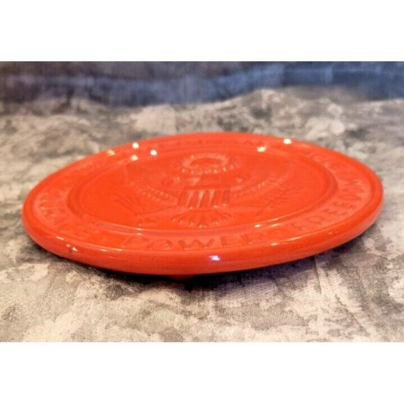 Vintage Orange Frankhoma American Eagle Courage, Power, Freedom Trivet 6.5" - Picture 2 of 4